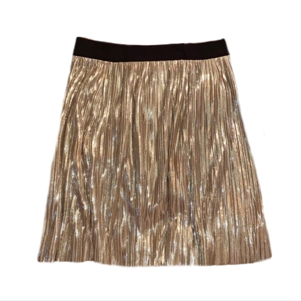 Forever 21 Skirt Glittery Pleated Mini Gold Size S